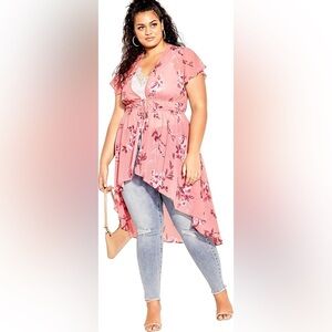New City Chic Duaty Rose Kimono Duster